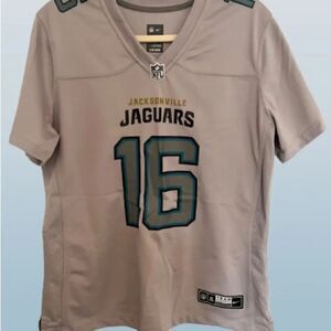 NFL JAGUARS Gray and Blue Jersey with V-Neck and Shoulder Accents